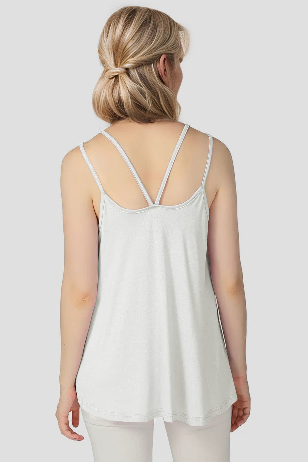 Bamboo Scoop Neck Double Spaghetti Straps Cami