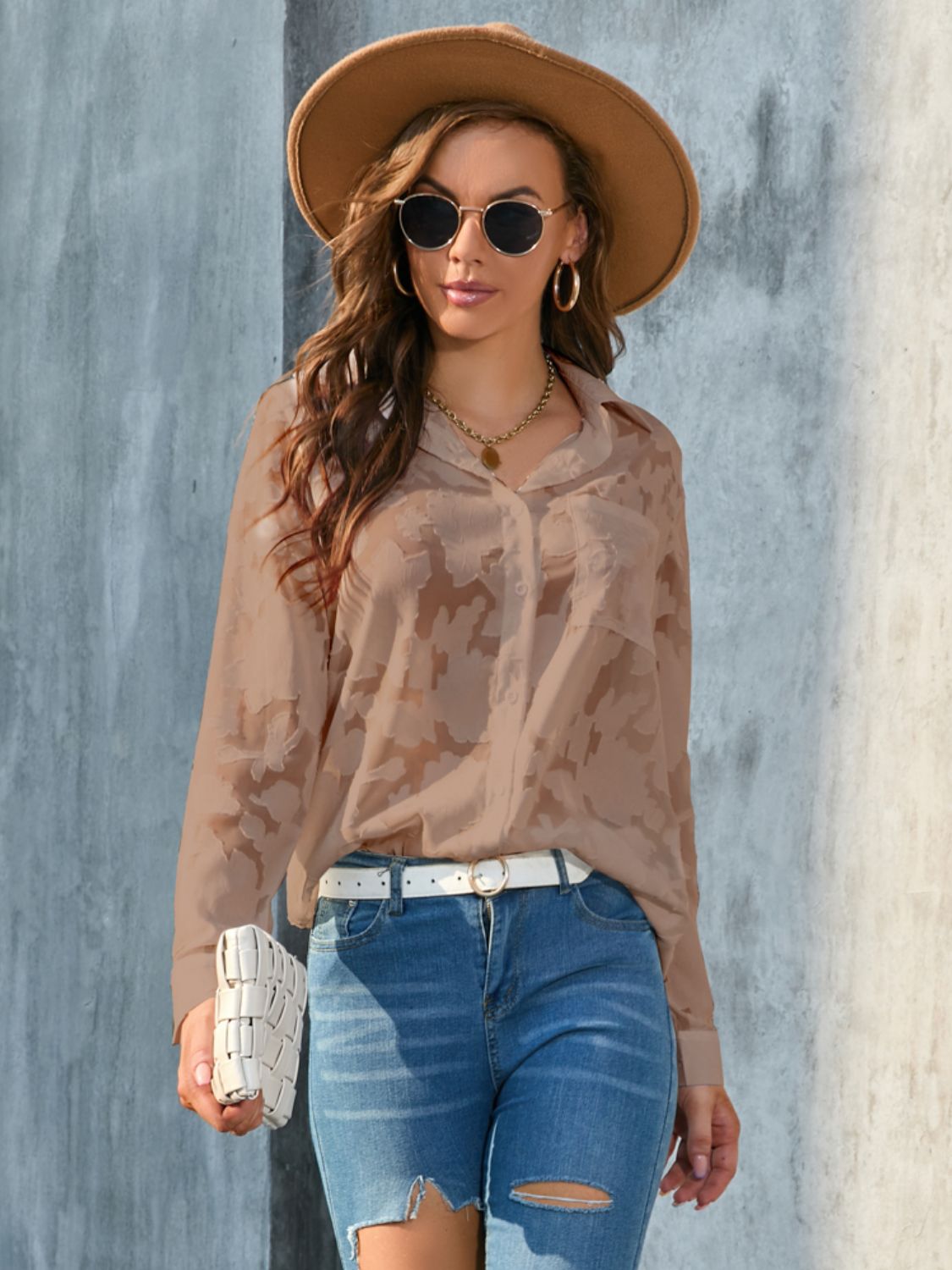 Collared Neck Long Sleeve Shirt