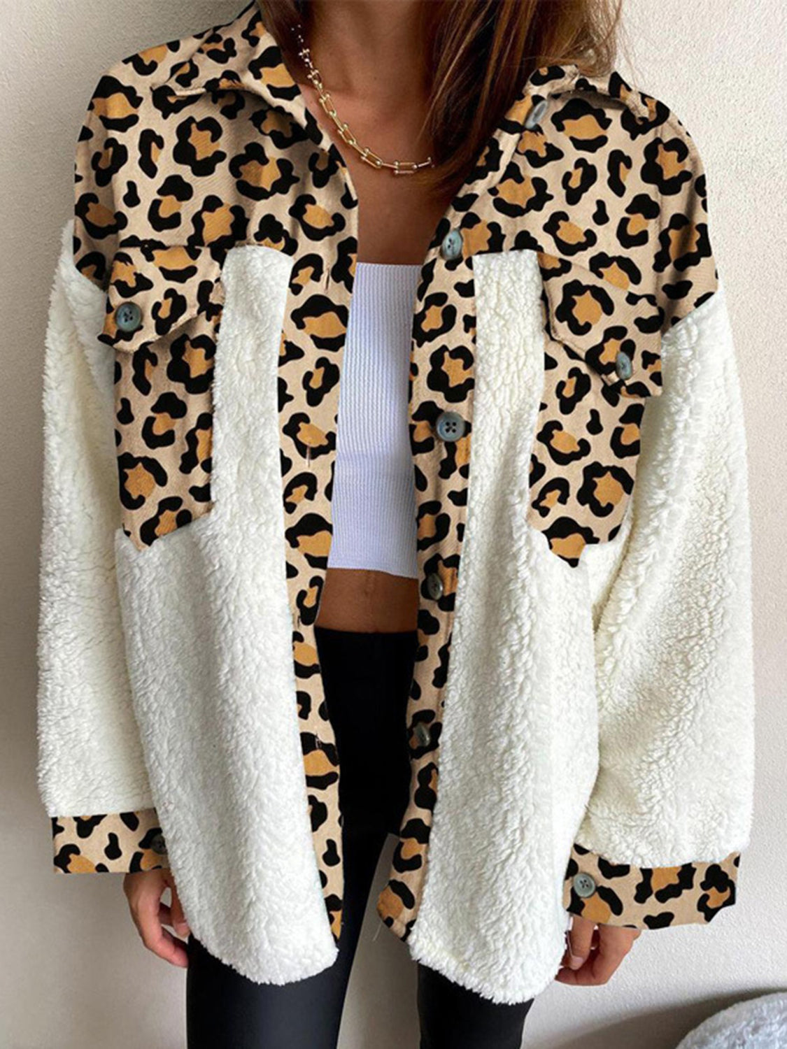 Fuzzy Button Up Long Sleeve
