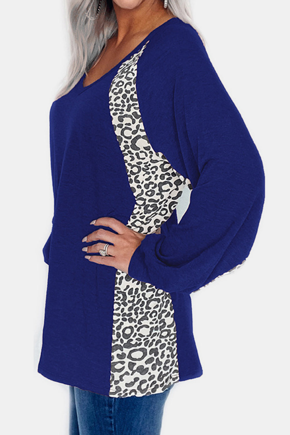 Leopard V-Neck Long Sleeve T-Shirt