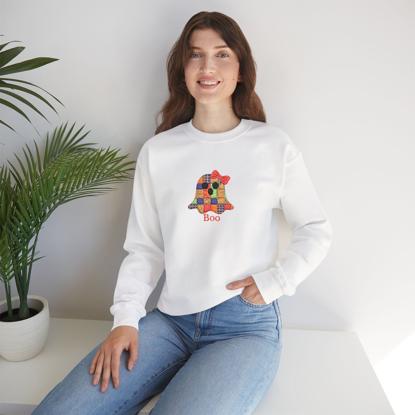 Boo Ghost Embroidery Unisex Heavy Blend™ Crewneck