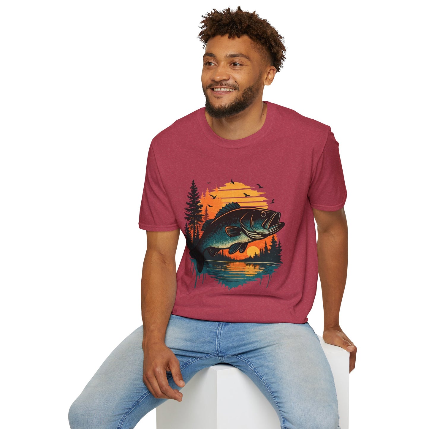 Fishing Sunset Unisex Softstyle T-Shirt
