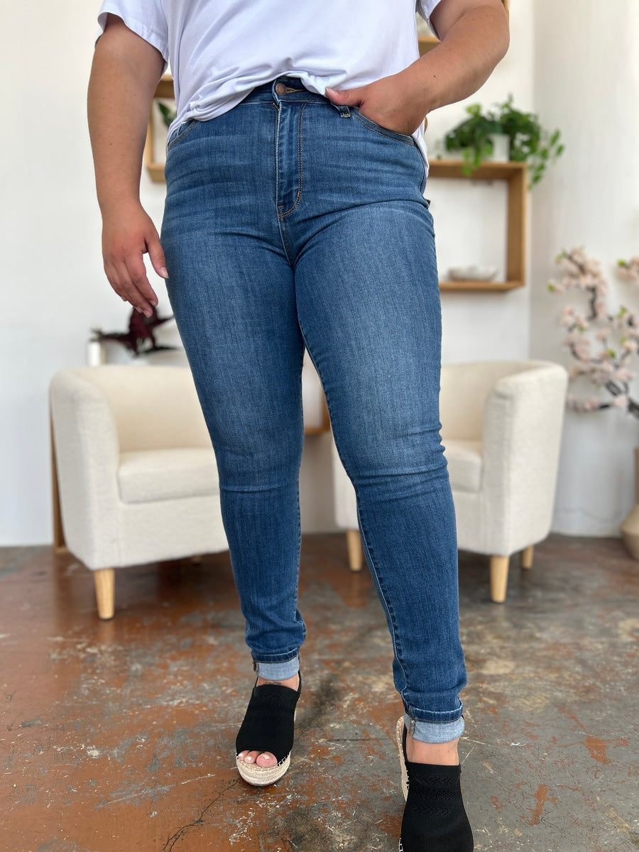 Dora Judy Blue Cuffed Hem Low Waist Skinny Jeans