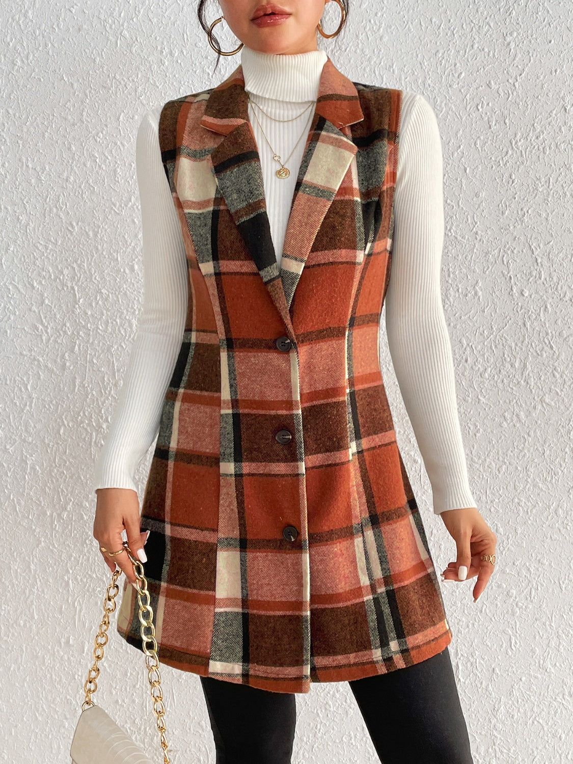 Plaid Button Up Vest