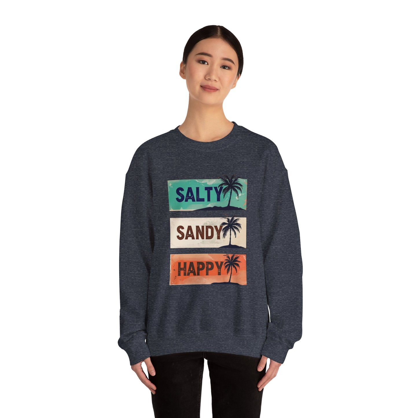 Salty Sandy Happy Crewneck Sweatshirt - Unisex Heavy Blend