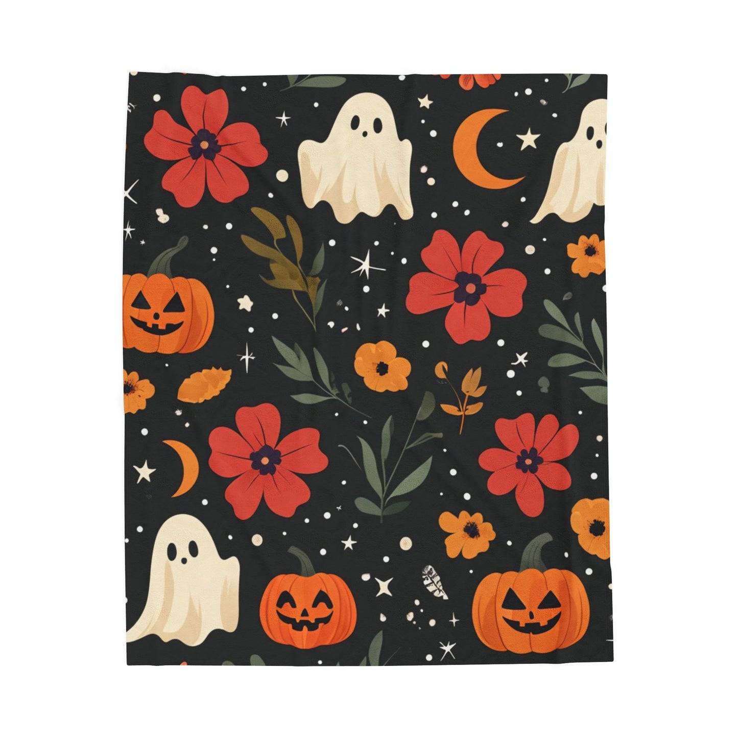 Ghost & Pumpkin Velveteen Plush Blanket