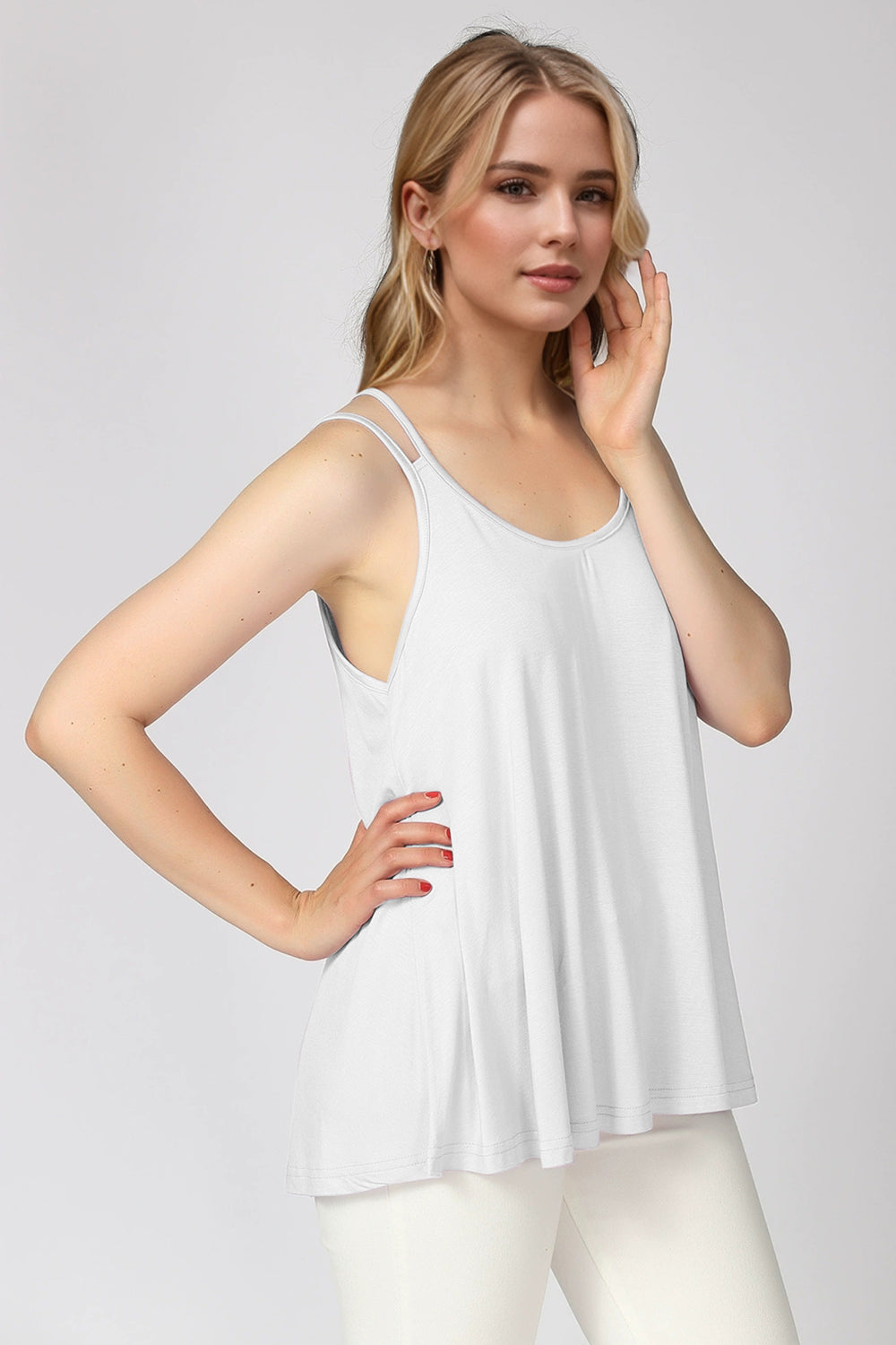 Bamboo Scoop Neck Double Spaghetti Straps Cami