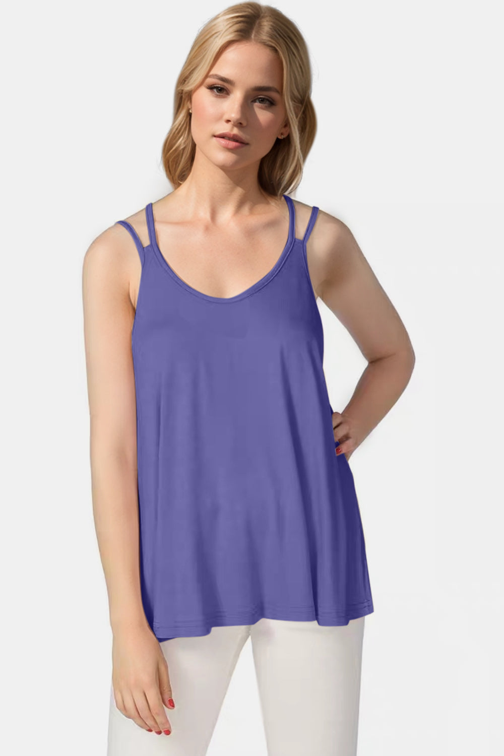 Bamboo Scoop Neck Double Spaghetti Straps Cami