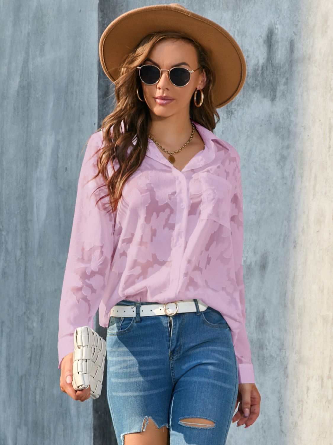 Collared Neck Long Sleeve Shirt