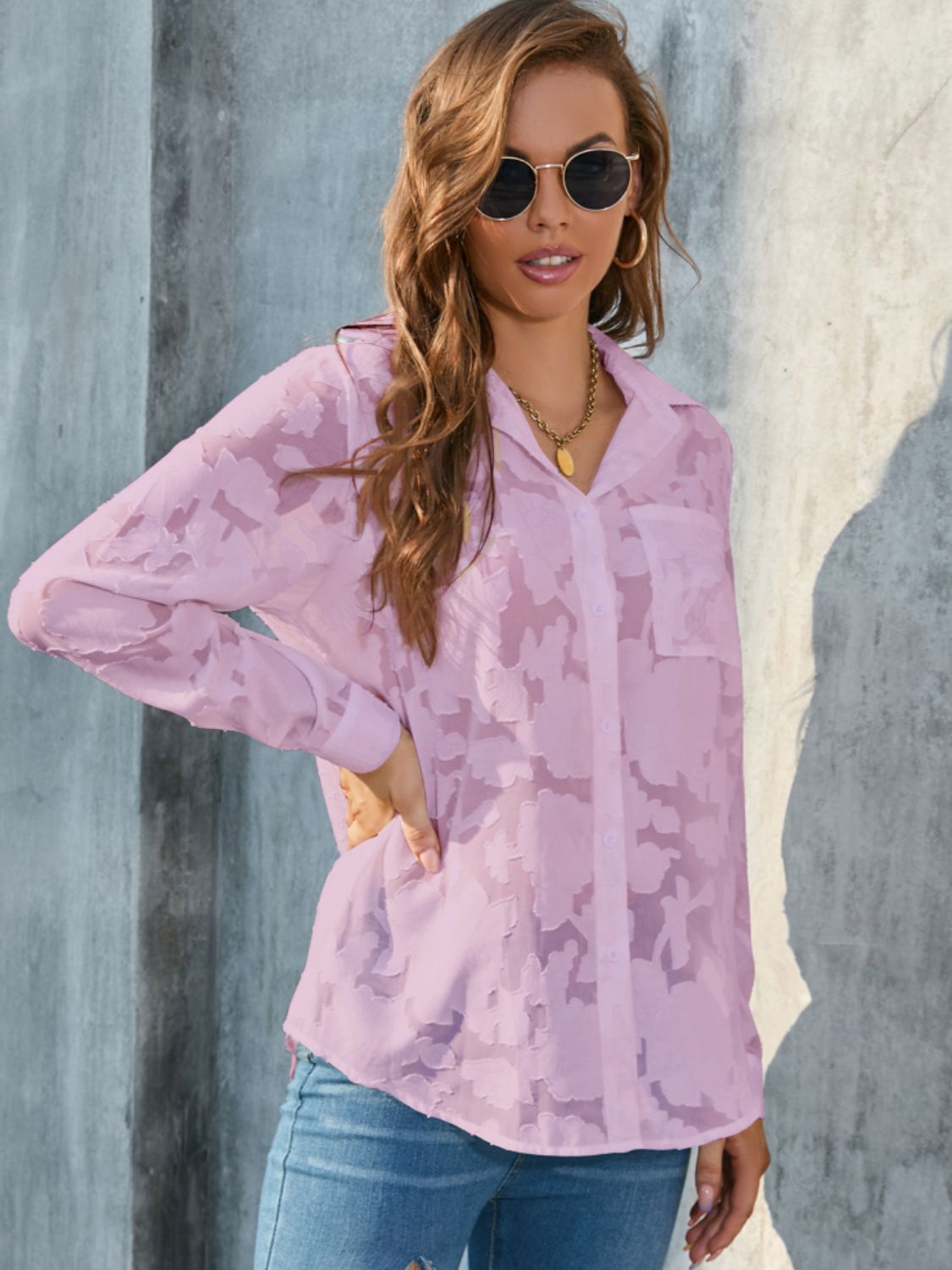 Collared Neck Long Sleeve Shirt