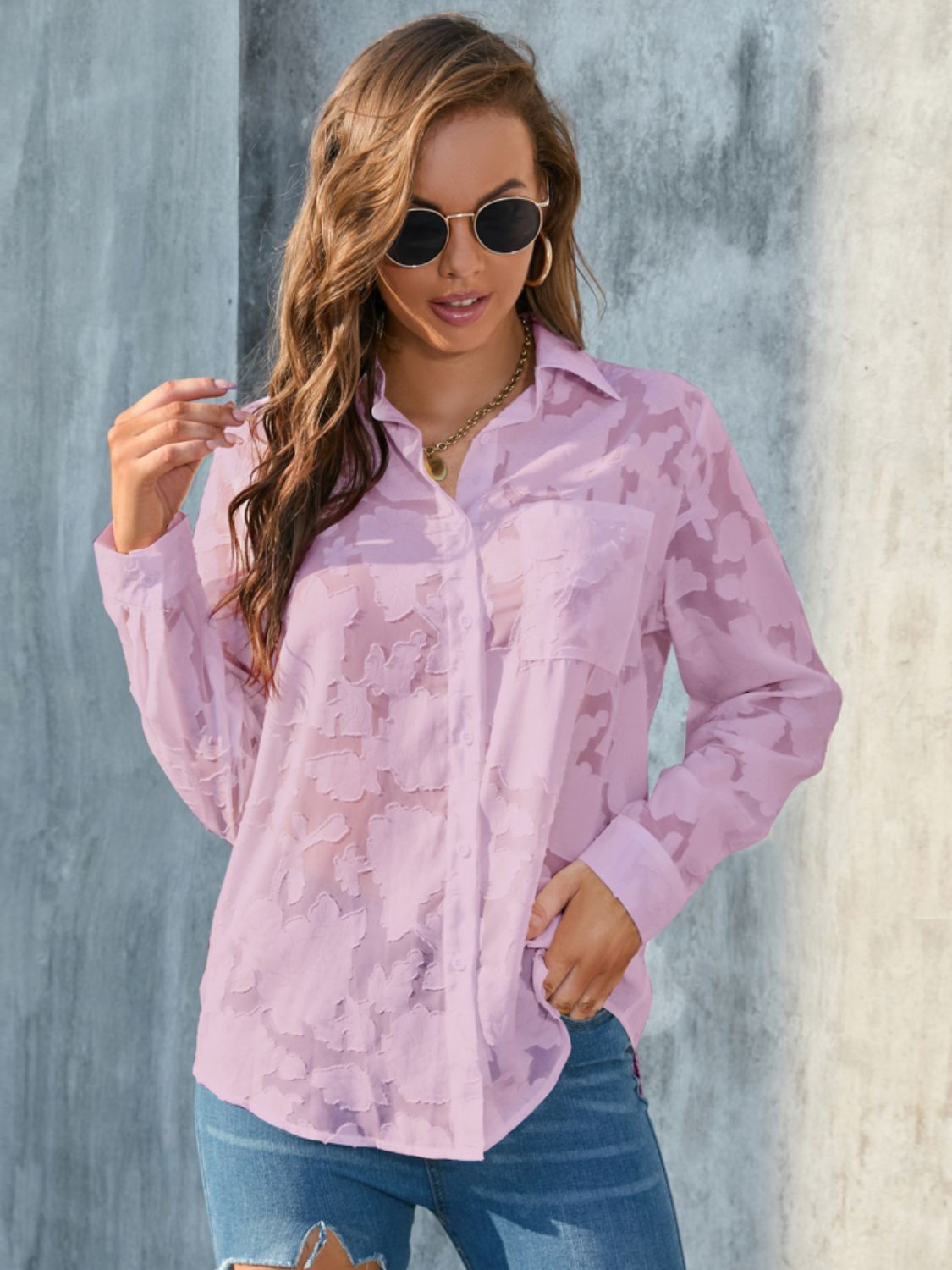 Collared Neck Long Sleeve Shirt