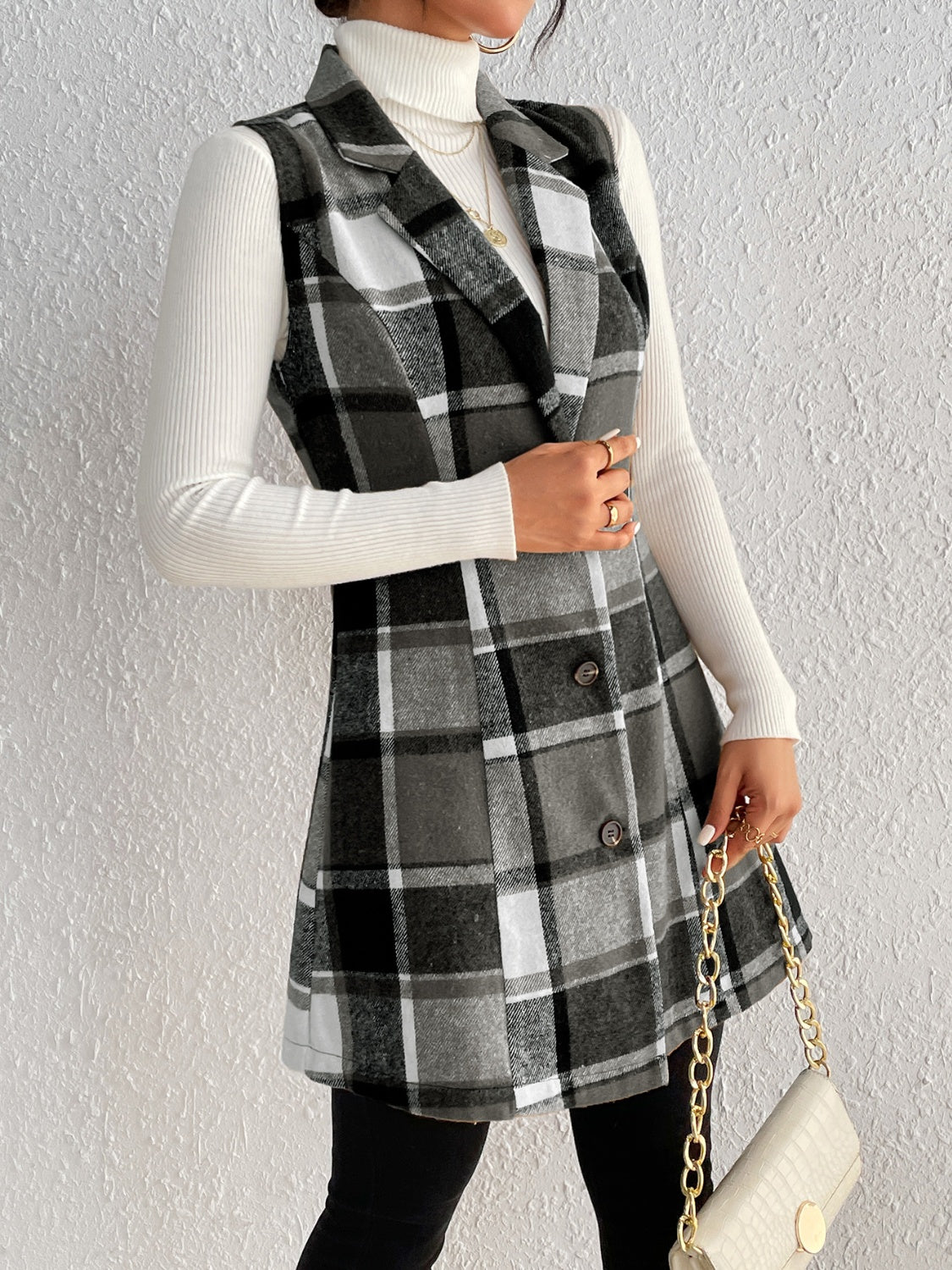 Plaid Button Up Vest