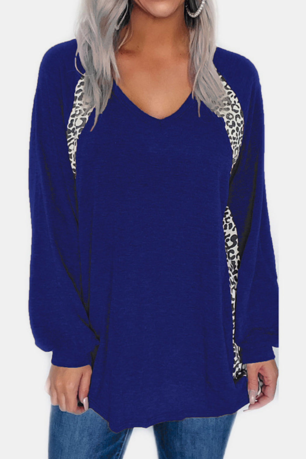 Leopard V-Neck Long Sleeve T-Shirt