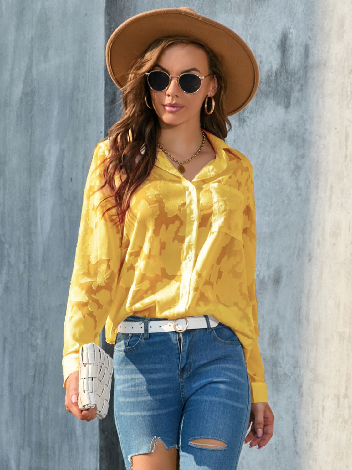 Collared Neck Long Sleeve Shirt