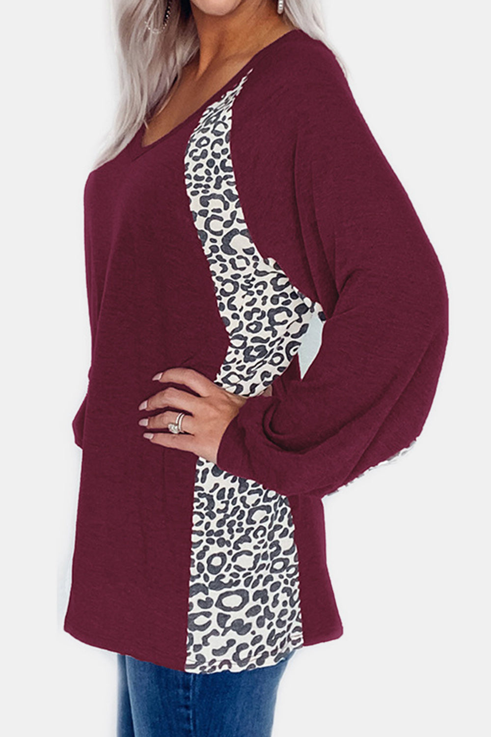 Leopard V-Neck Long Sleeve T-Shirt