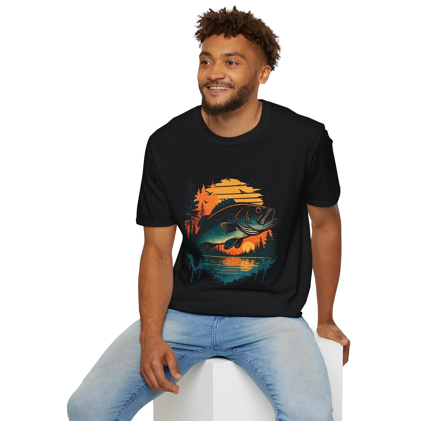 Fishing Sunset Unisex Softstyle T-Shirt