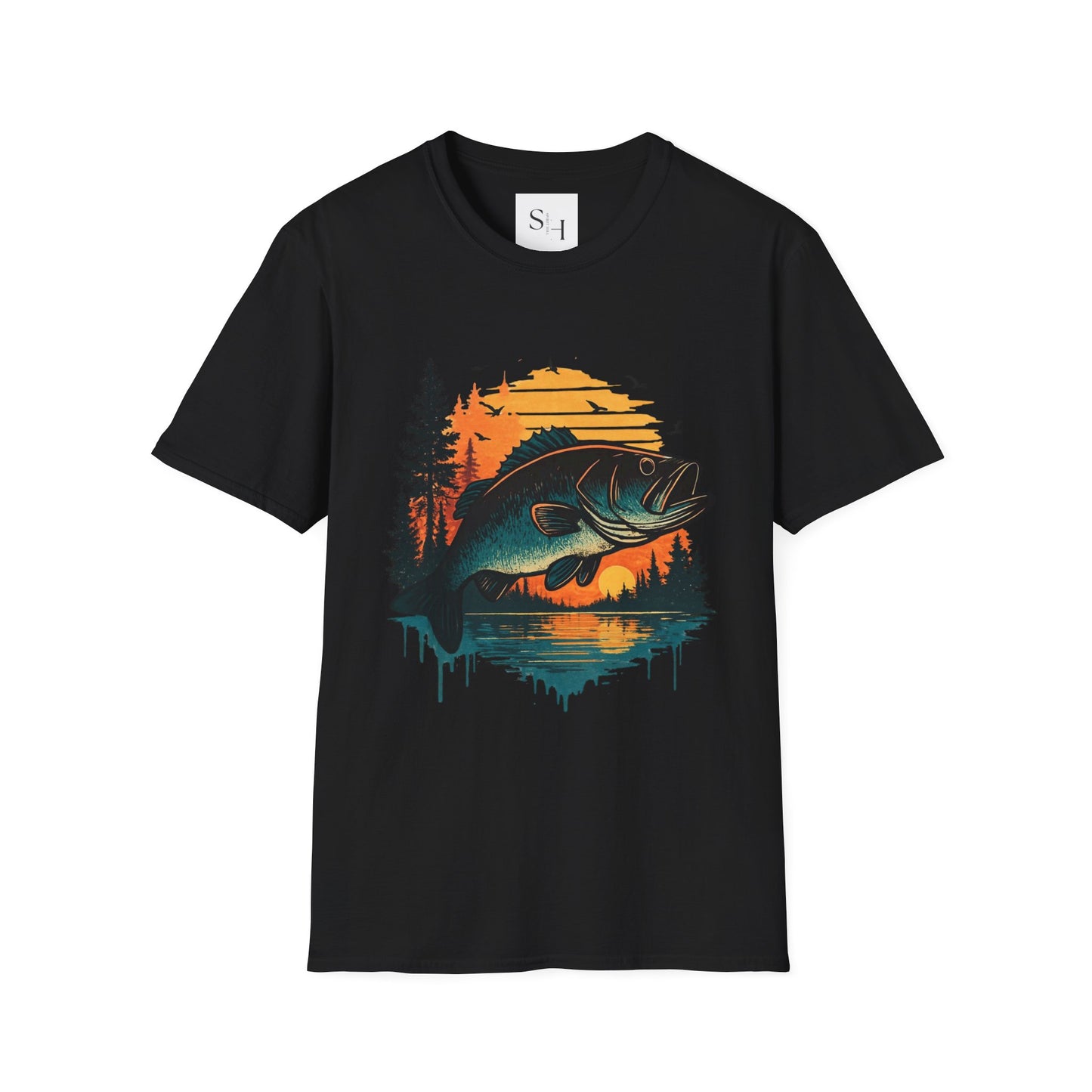 Fishing Sunset Unisex Softstyle T-Shirt