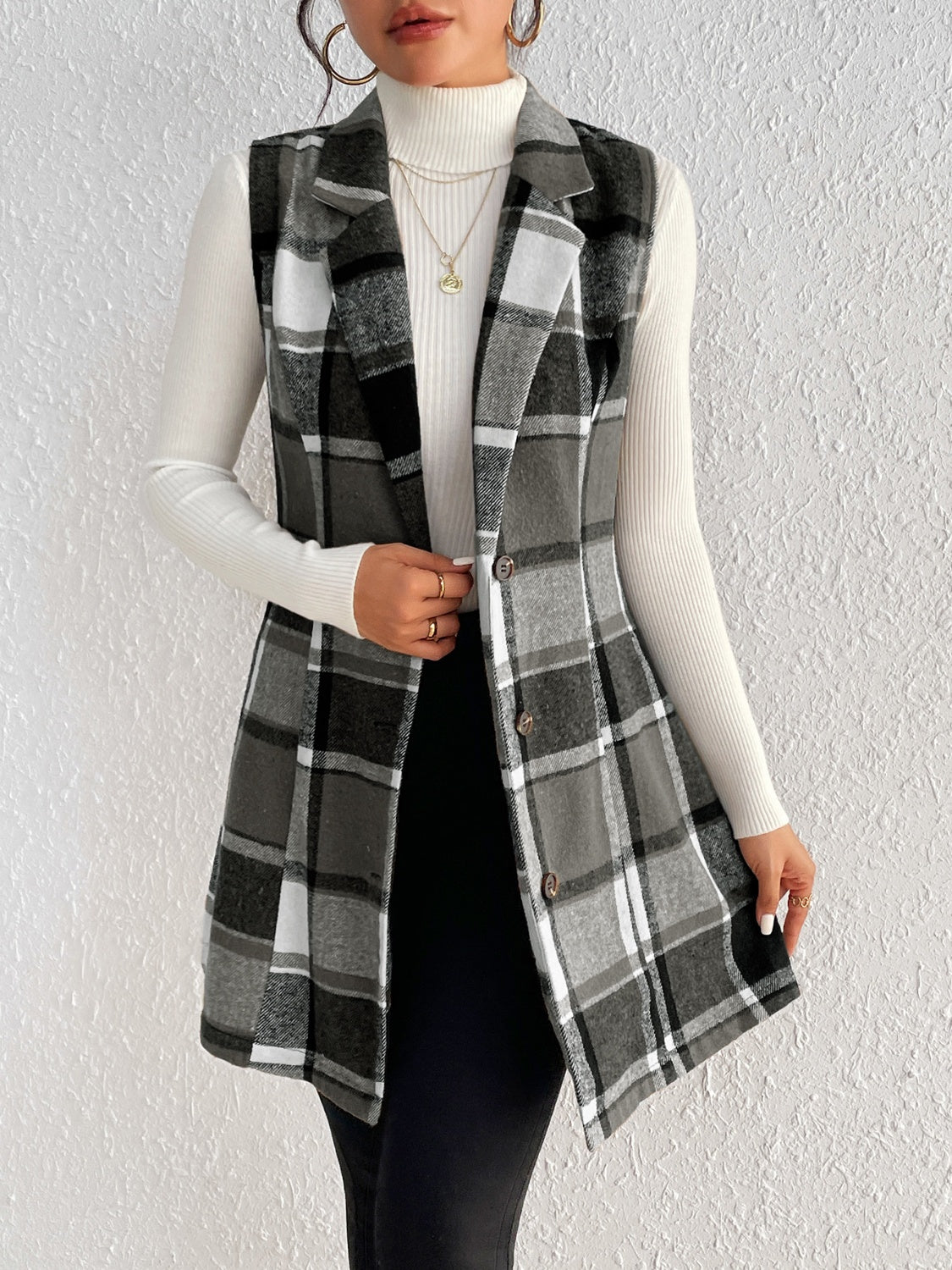 Plaid Button Up Vest
