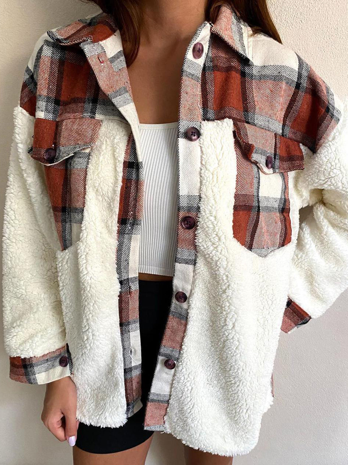 Fuzzy Button Up Long Sleeve