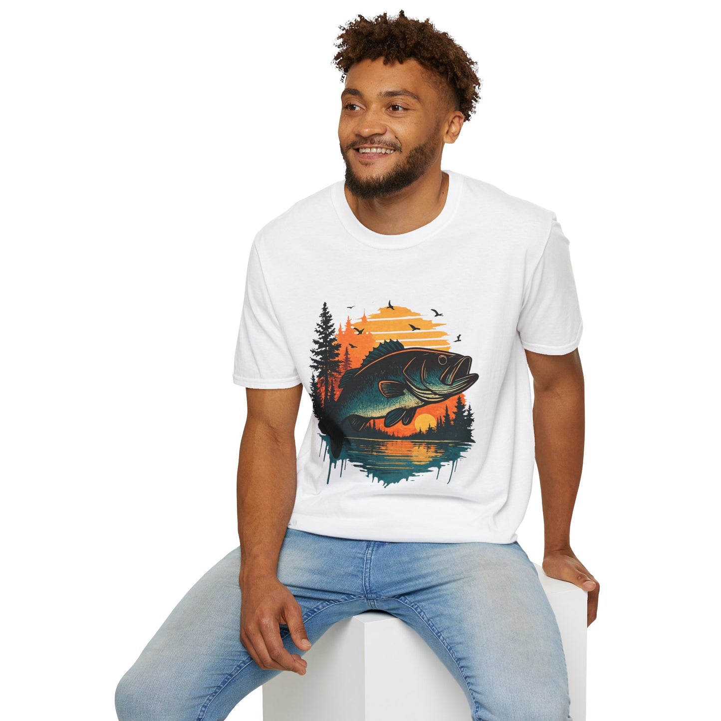 Fishing Sunset Unisex Softstyle T-Shirt
