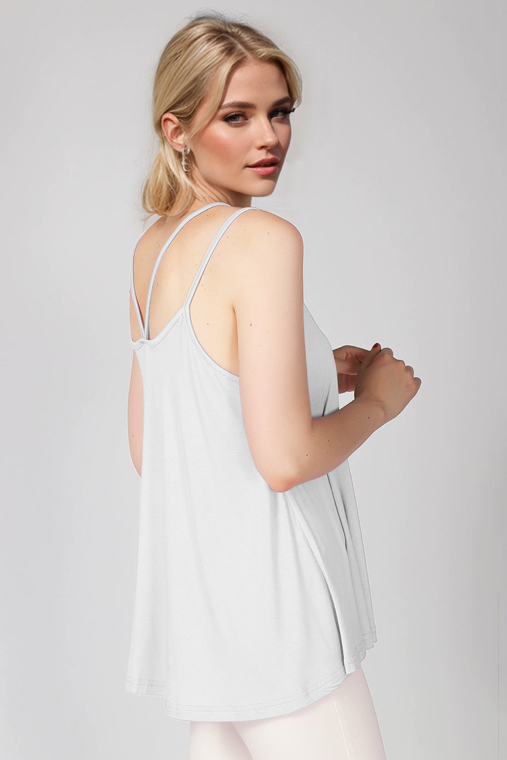 Bamboo Scoop Neck Double Spaghetti Straps Cami
