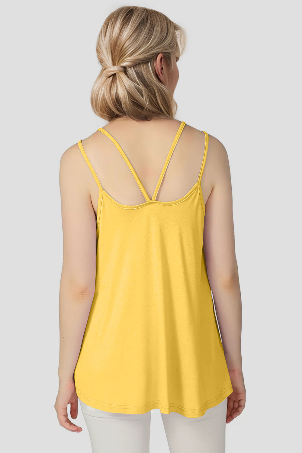 Bamboo Scoop Neck Double Spaghetti Straps Cami