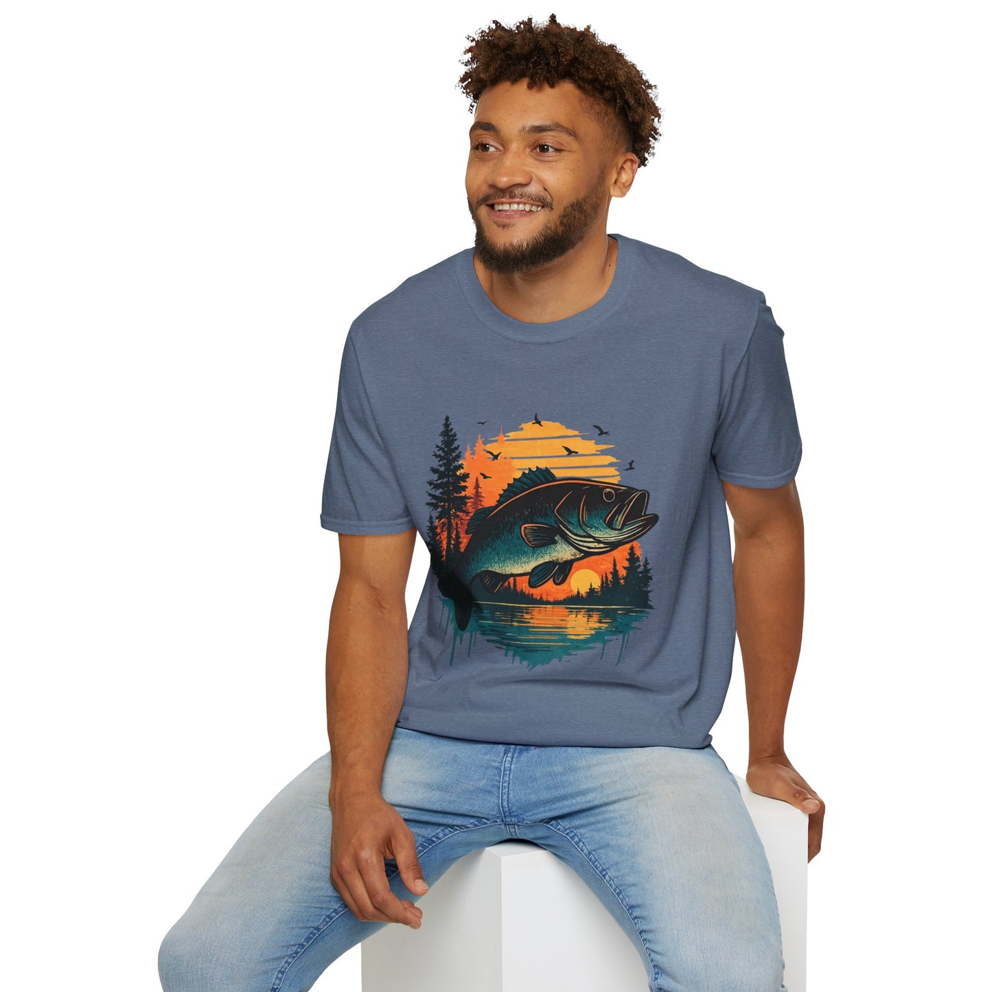 Fishing Sunset Unisex Softstyle T-Shirt