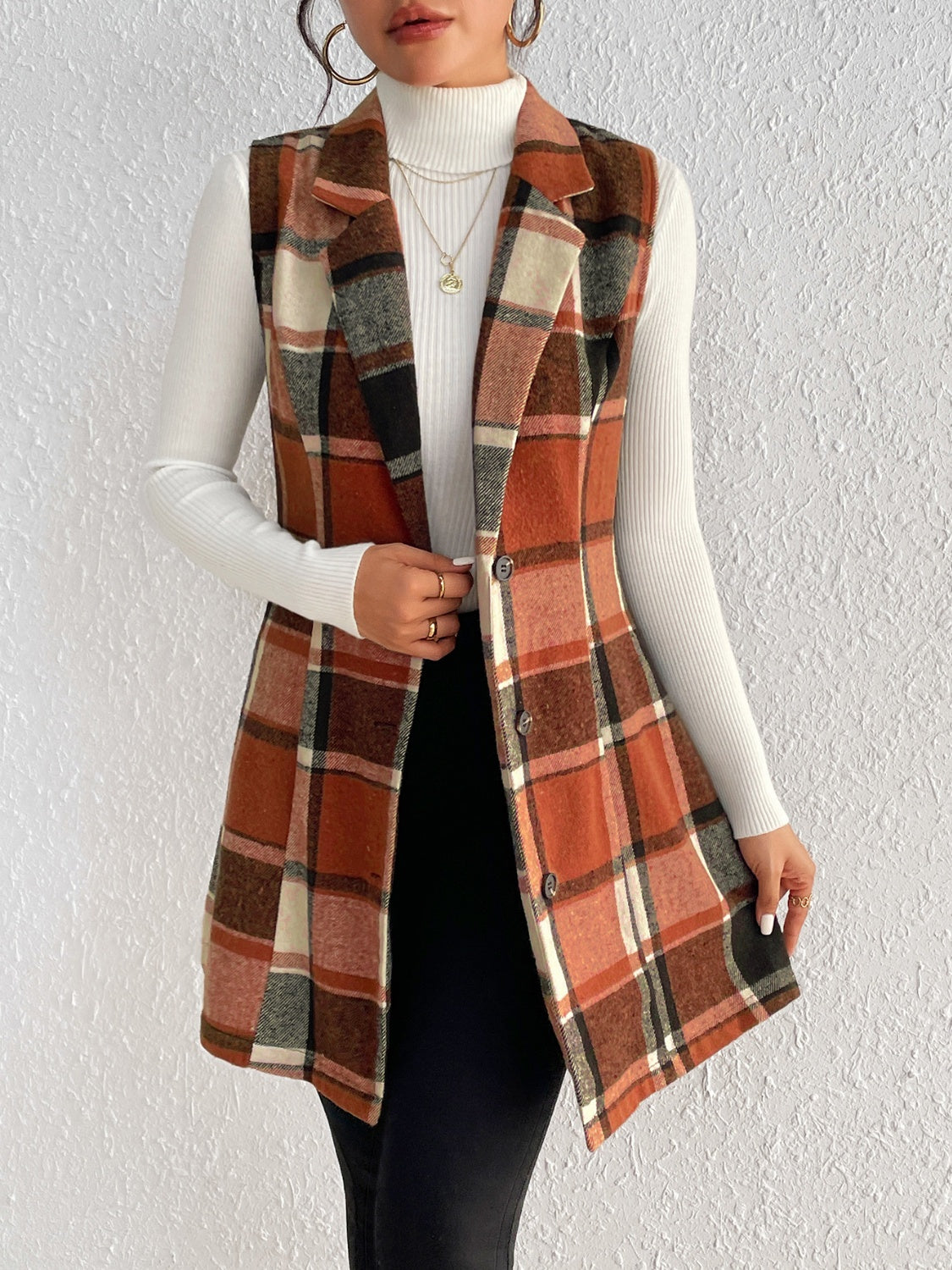 Plaid Button Up Vest