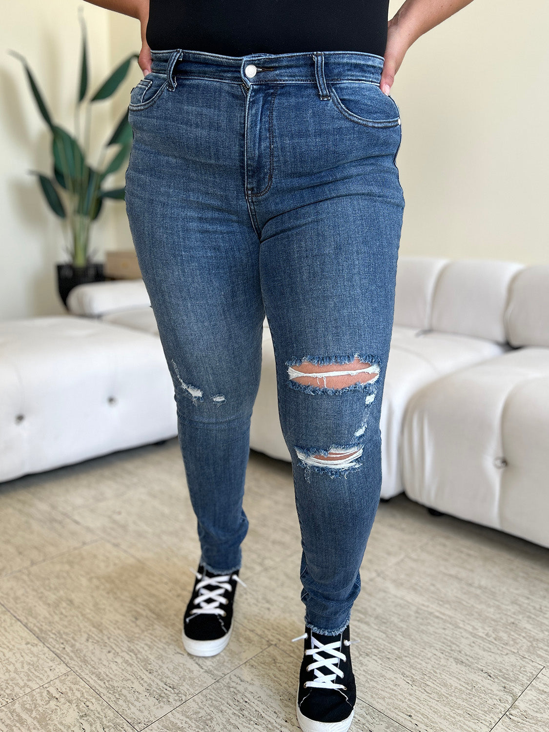 Gretchen Judy Blue High Waist Distressed Skinny Jeans