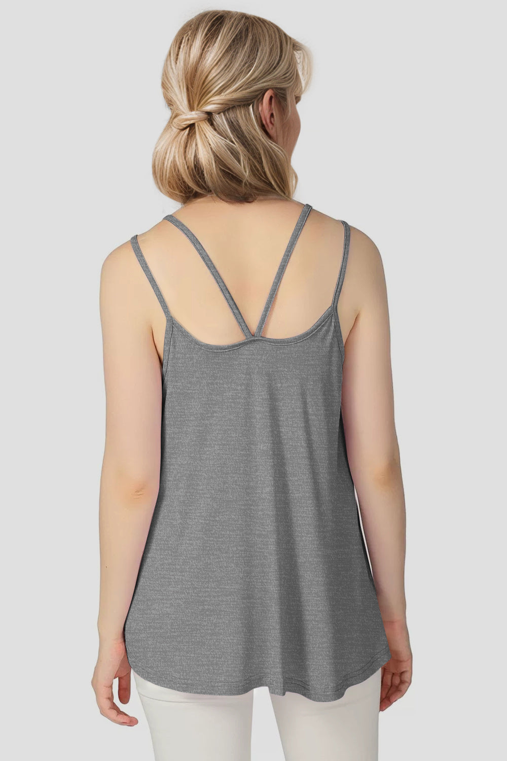 Bamboo Scoop Neck Double Spaghetti Straps Cami