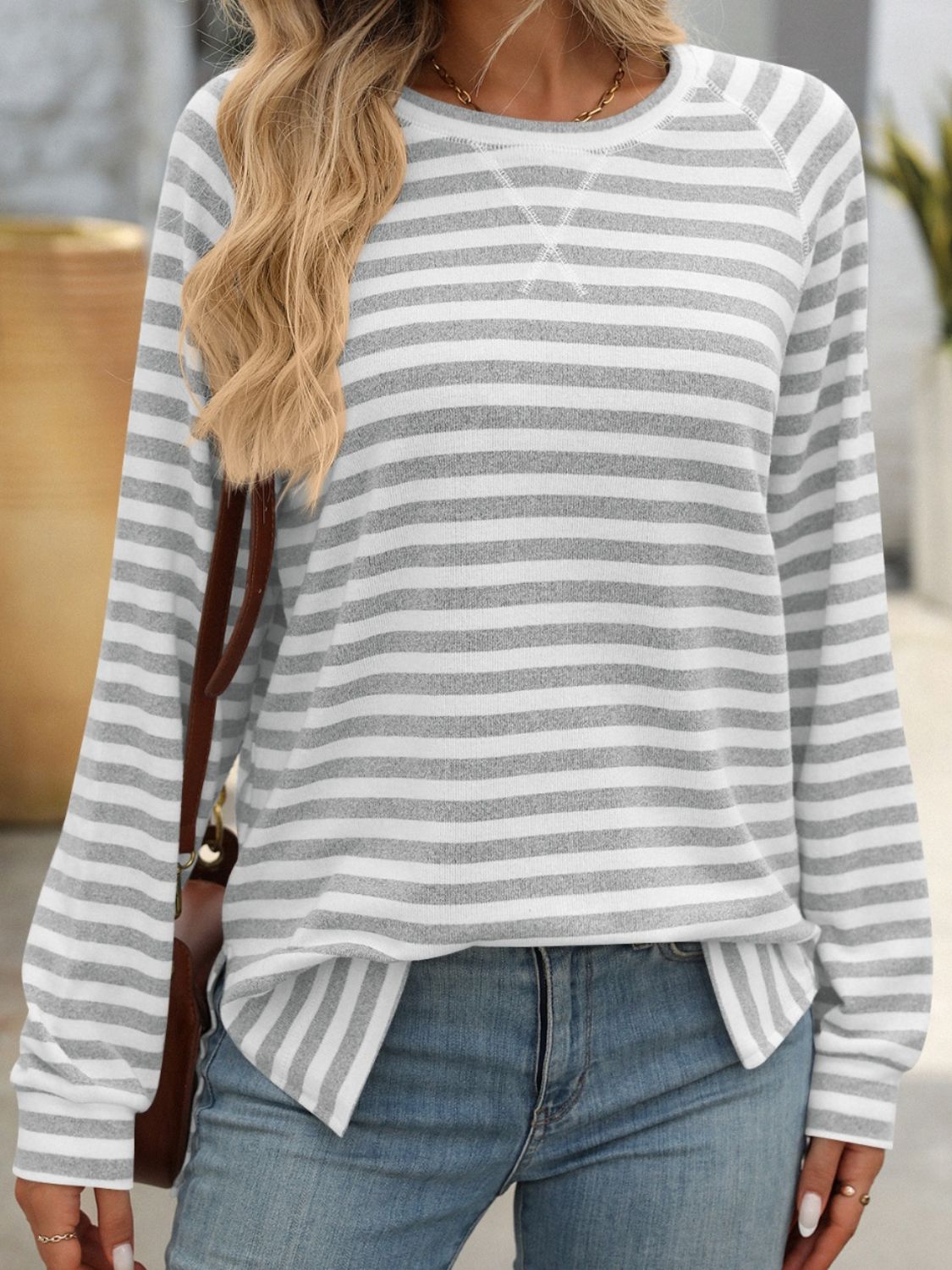 Striped Round Neck Long Sleeve T-Shirt