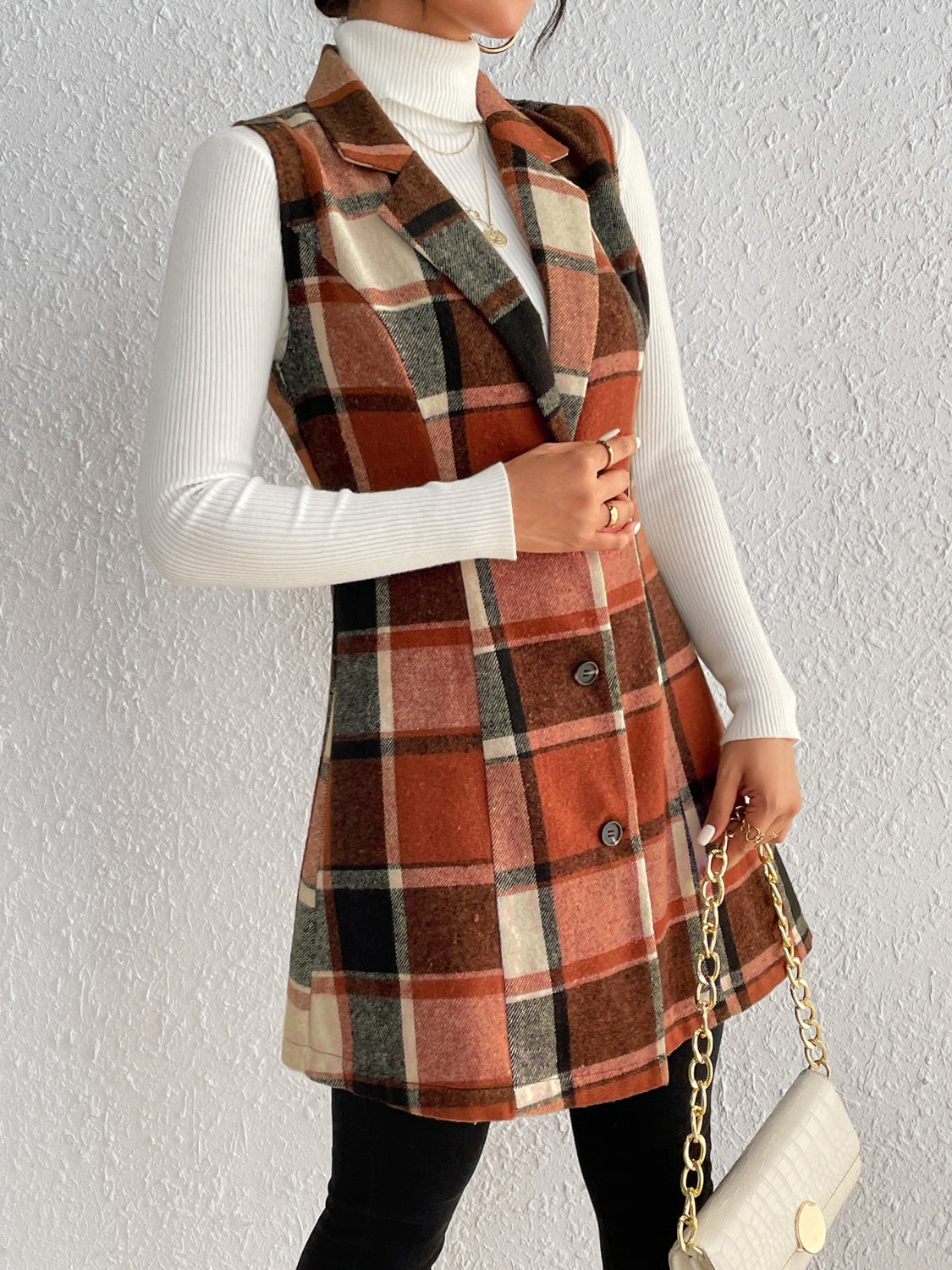 Plaid Button Up Vest