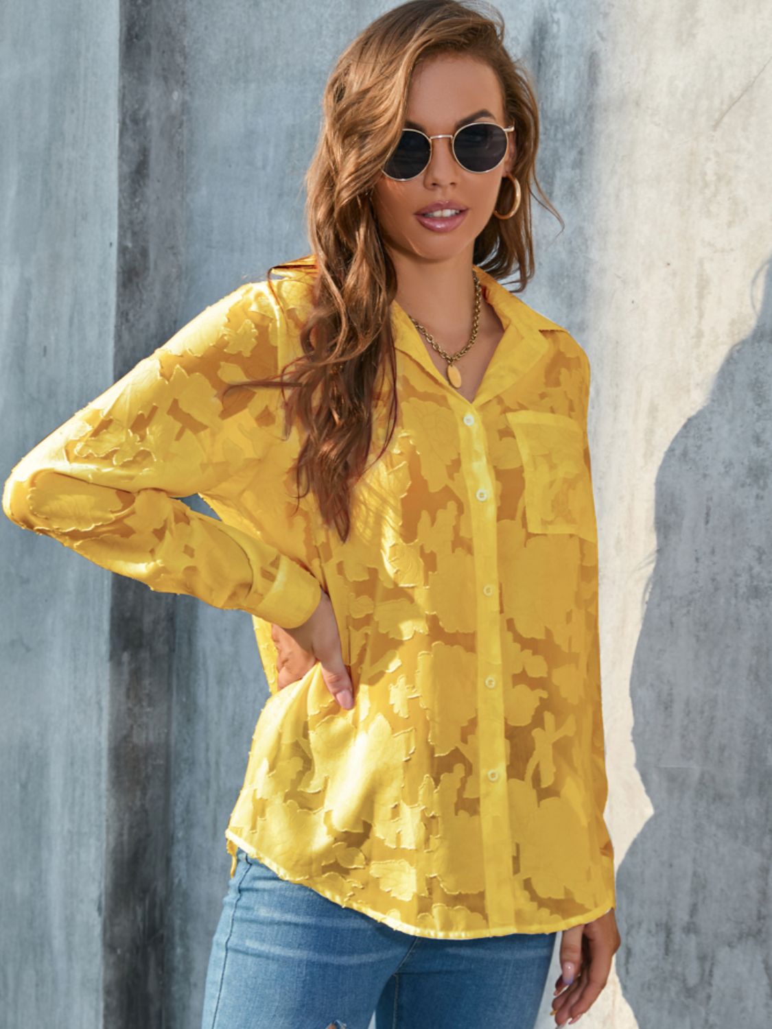 Collared Neck Long Sleeve Shirt