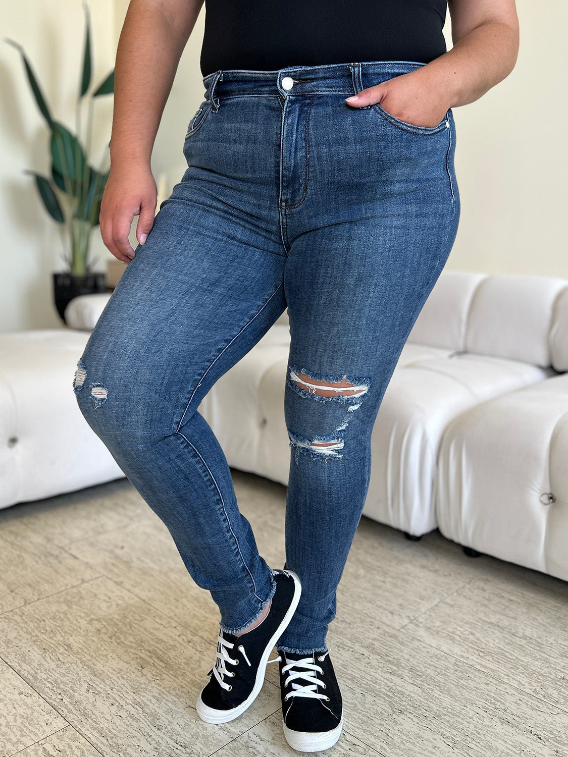 Gretchen Judy Blue High Waist Distressed Skinny Jeans