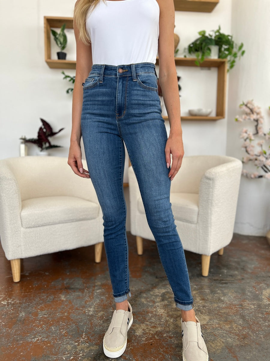 Dora Judy Blue Cuffed Hem Low Waist Skinny Jeans