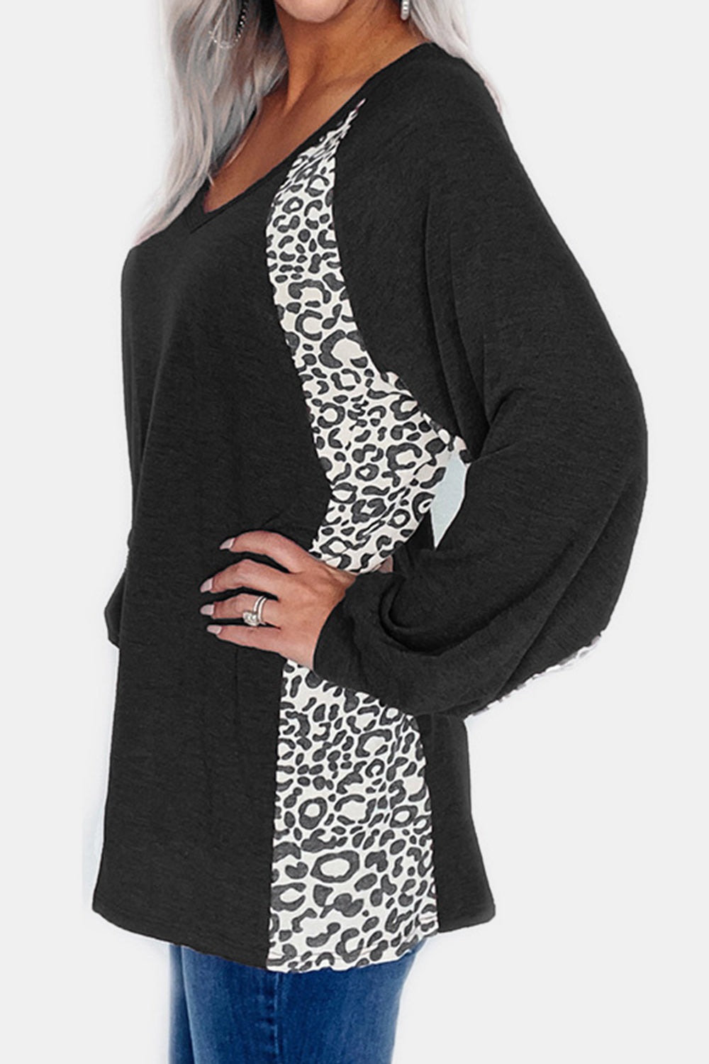 Leopard V-Neck Long Sleeve T-Shirt