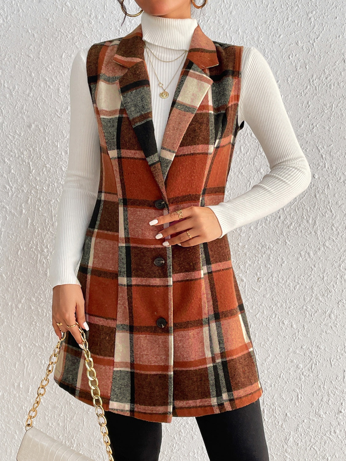 Plaid Button Up Vest