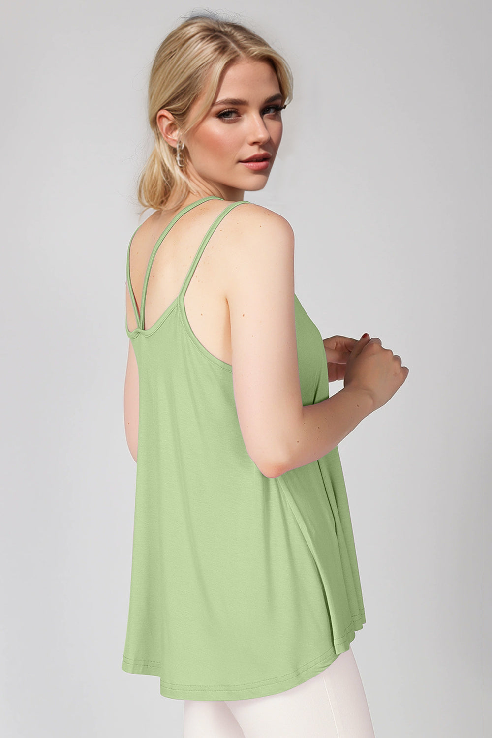 Bamboo Scoop Neck Double Spaghetti Straps Cami