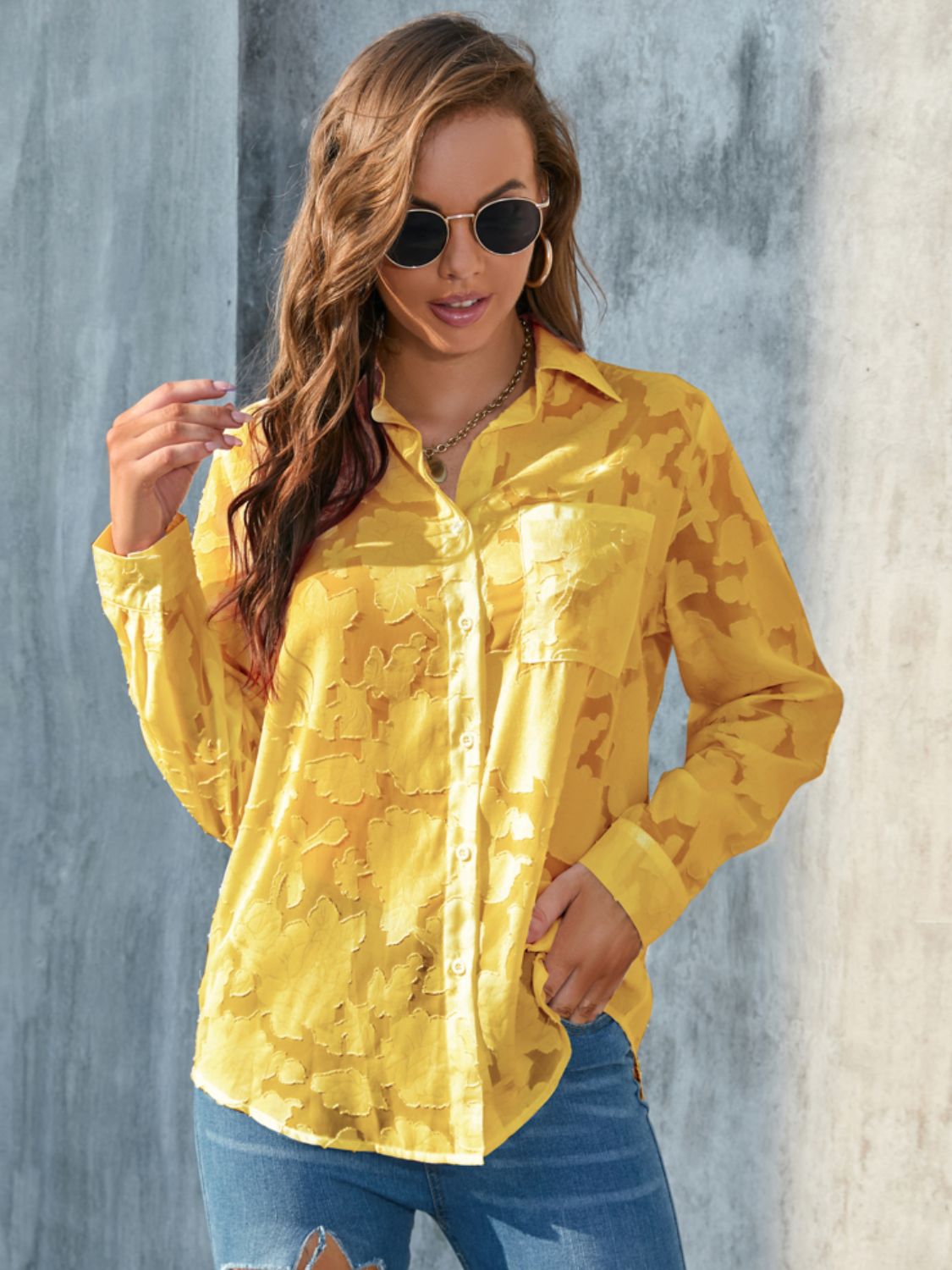 Collared Neck Long Sleeve Shirt