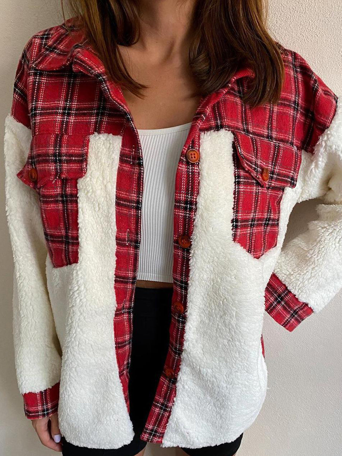 Fuzzy Button Up Long Sleeve