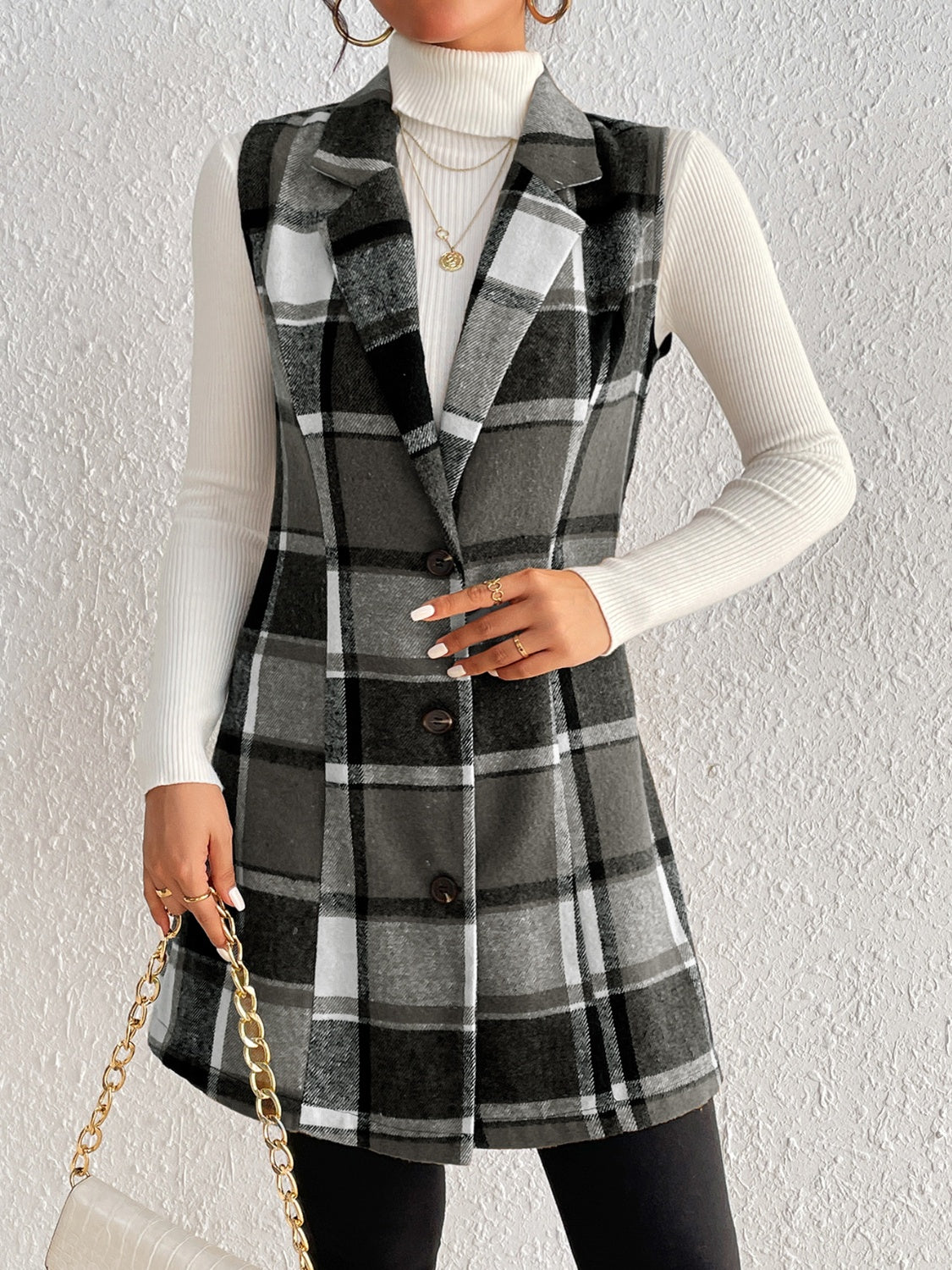 Plaid Button Up Vest