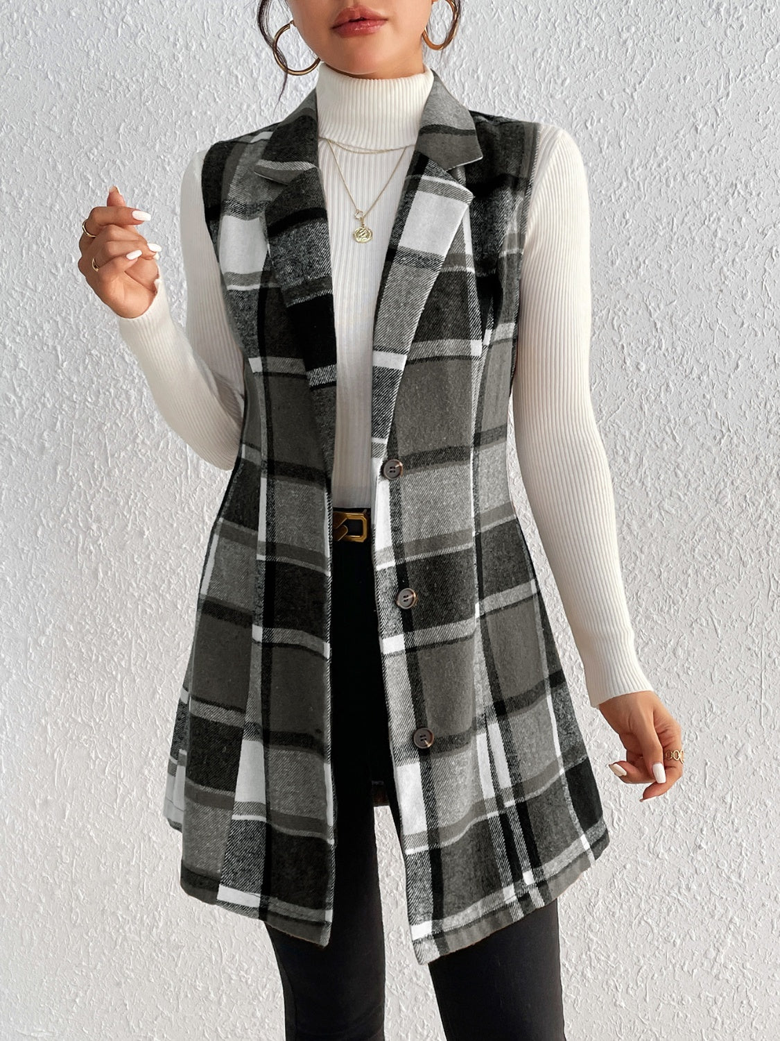 Plaid Button Up Vest