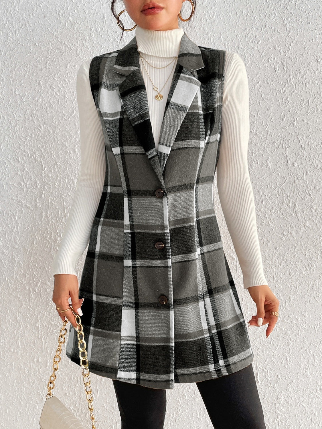 Plaid Button Up Vest
