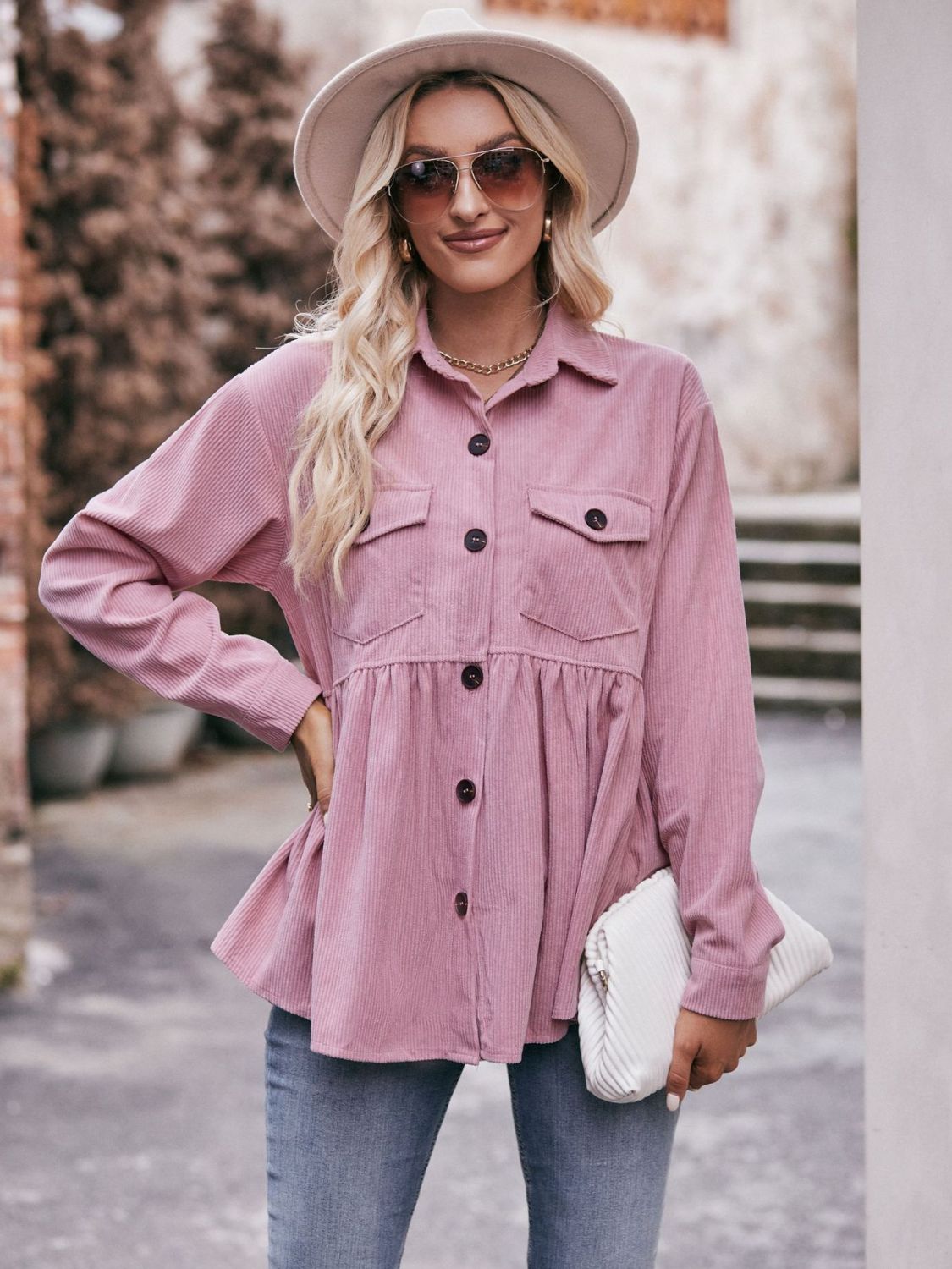 Collared Neck Long Sleeve Shirt
