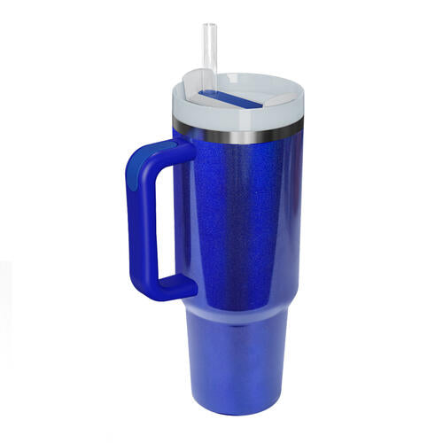 40oz. Stainless Steel Tumbler with Handle and Straw