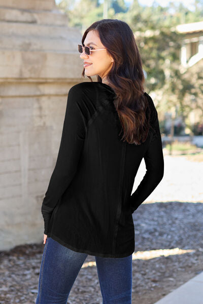 Round Neck Long Sleeve T-Shirt w/Thumbholes