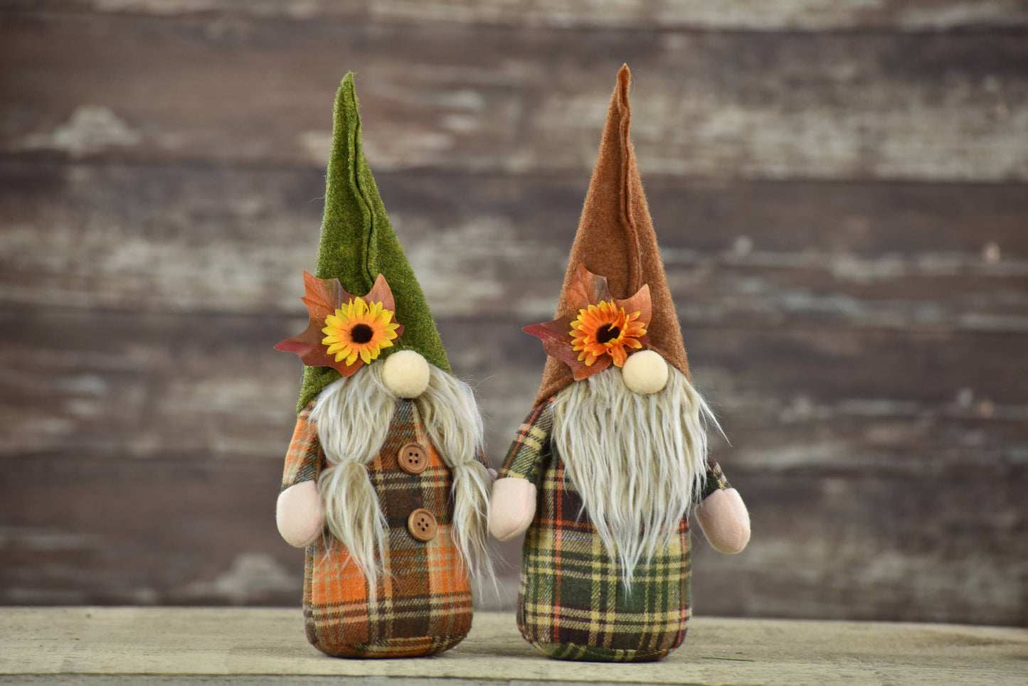McPlaid 13in Set of 2 Gnomes