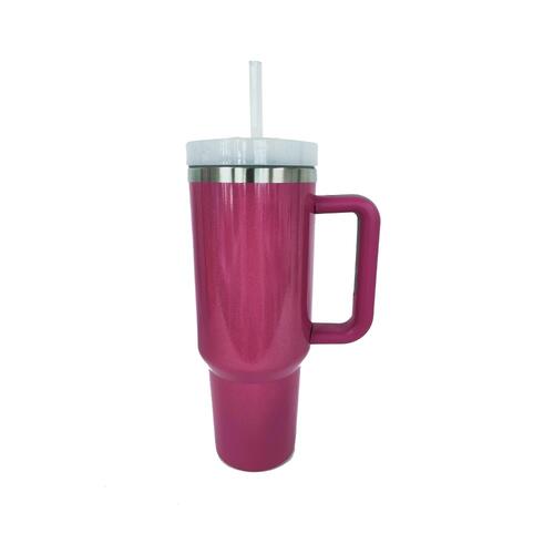 40oz. Stainless Steel Tumbler with Handle and Straw