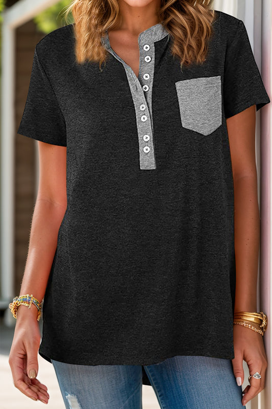 Half Button Short Sleeve T-Shirt
