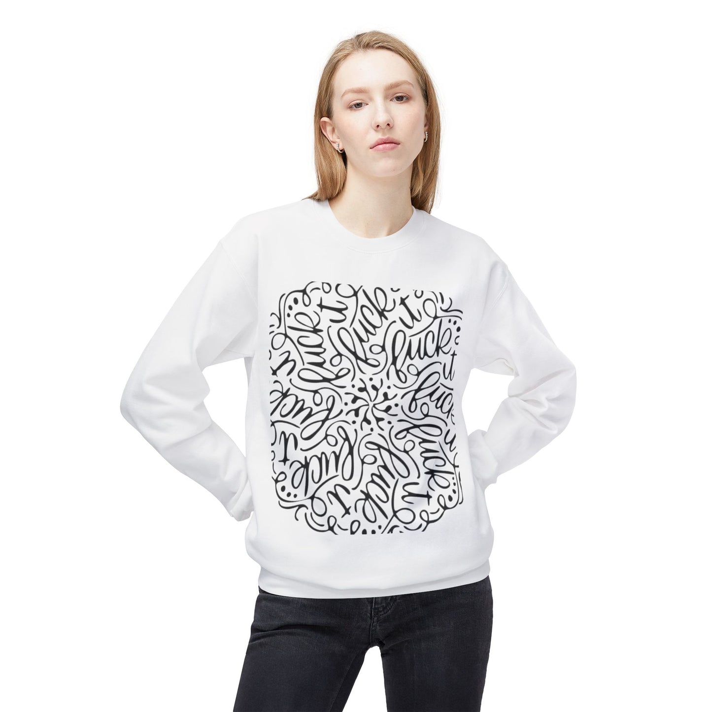 "Fuck It" Mandala Graphic Crewneck Sweatshirt